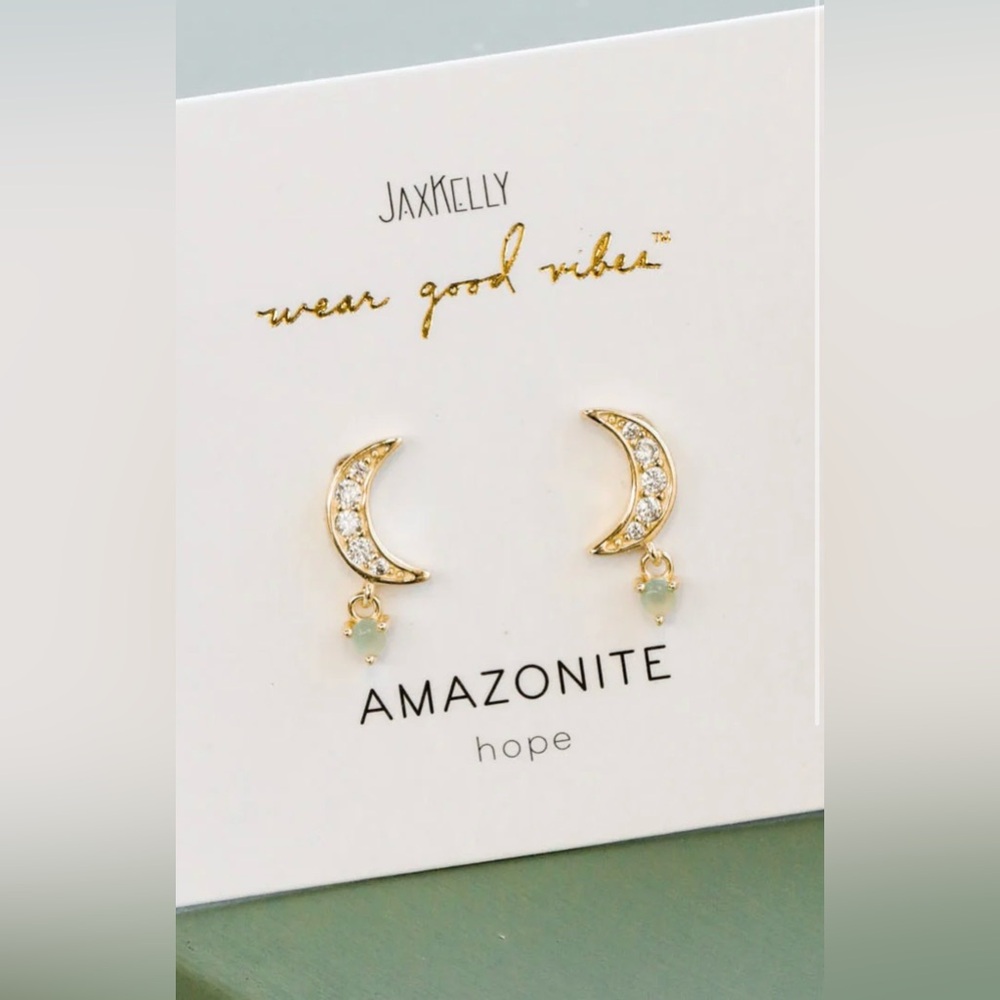 JAXKELLY
Amazonite Moon Drop Earrings